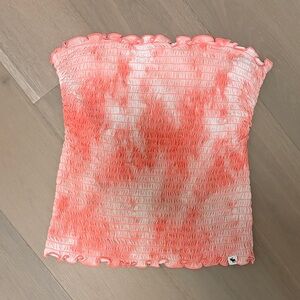 Abercrombie Kids Neon Orange and White Smocked Top